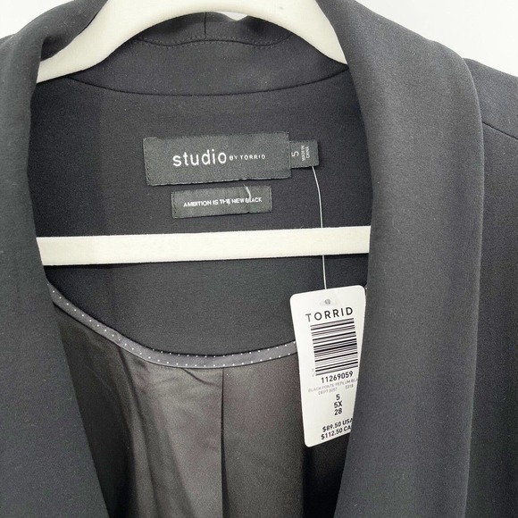 Torrid Studio Luxe Ponte Peplum Blazer Black Size 5X Knit Shawl Collar Lined‎ - Picture 5 of 11